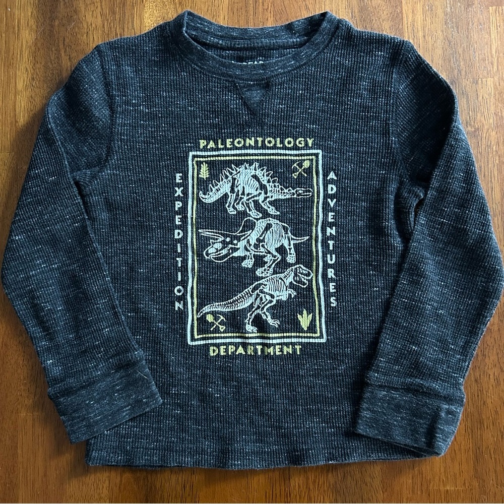 Dinosaur Thermal Shirt |Waffle Knit Long Sleeve Boys Size XS (6/7) Thereabouts